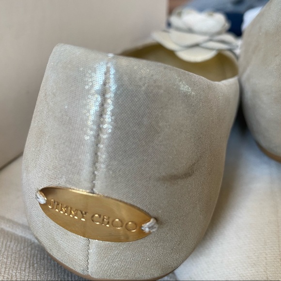 Jimmy Choo Gold Ballerina Flats - Size 37 c/w Box & Dustbag -Excellent Condition - Picture 14 of 14